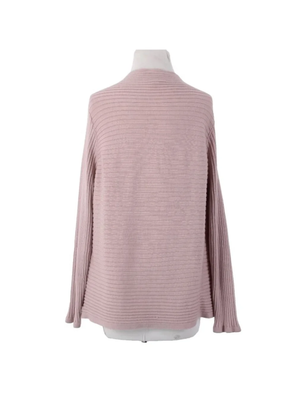 Eileen Fisher Sweater Sz L Pink Knit Ribbed 100% Extra Fine Merino Wool Sweater